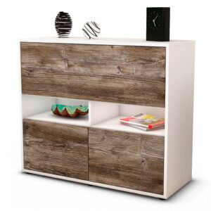 Sideboard Cassandra | Korpus Weiß | Front in Treibholz Holz Optik | 92x79x35cm (BxHxT)