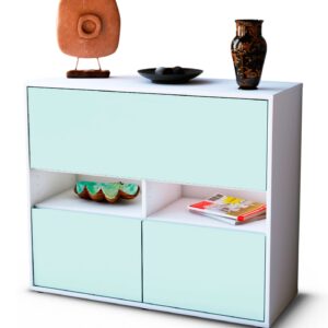 Sideboard Cassandra | Korpus Weiß | Front in Mint | 92x79x35cm (BxHxT)