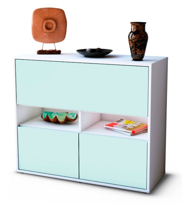 Sideboard Cassandra | Korpus Weiß | Front in Mint | 92x79x35cm (BxHxT)