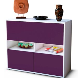 Sideboard Cassandra | Korpus Weiß | Front in Lila | 92x79x35cm (BxHxT)
