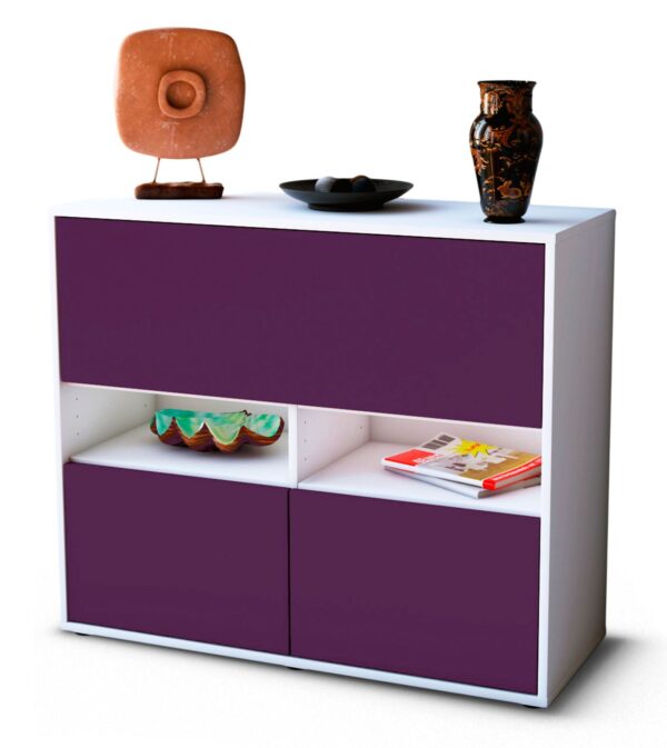 Sideboard Cassandra | Korpus Weiß | Front in Lila | 92x79x35cm (BxHxT)