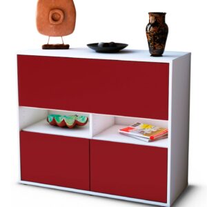 Sideboard Cassandra | Korpus Weiß | Front in Bordeaux | 92x79x35cm (BxHxT)