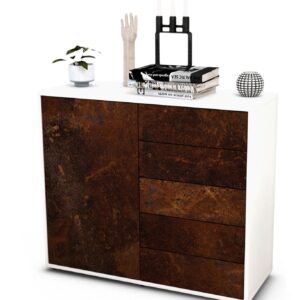 Sideboard Cecilia | Korpus Weiß | Front in Rost Optik | 92x79x35cm (BxHxT)