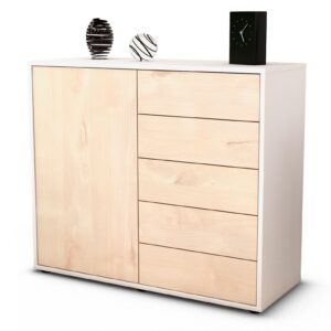 Sideboard Cecilia | Korpus Weiß | Front in Zeder Holz Optik | 92x79x35cm (BxHxT)