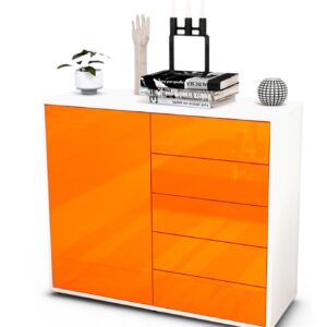 Sideboard Cecilia | Korpus Weiß | Front in Hochglanz Orange | 92x79x35cm (BxHxT)