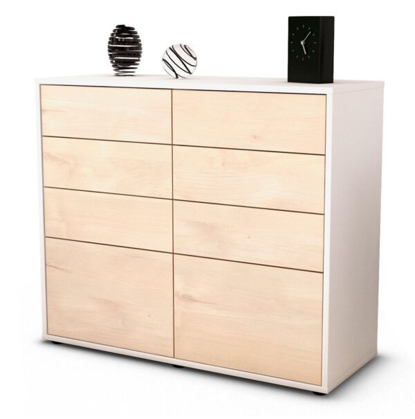 Sideboard Celeste | Korpus Weiß | Front in Zeder Holz Optik | 92x79x35cm (BxHxT)