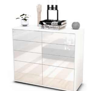 Sideboard Celeste | Korpus Weiß | Front in Hochglanz Weiß | 92x79x35cm (BxHxT)