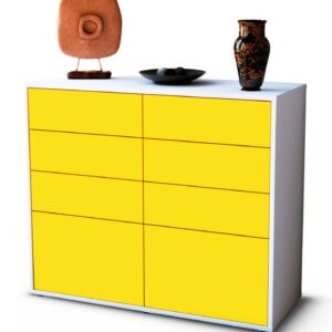 Sideboard Celeste | Korpus Weiß | Front in Gelb | 92x79x35cm (BxHxT)