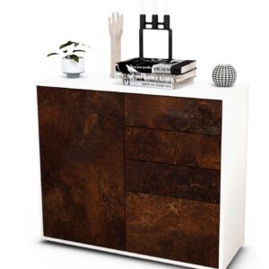 Sideboard Celestina | Korpus Weiß | Front in Rost Optik | 92x79x35cm (BxHxT)