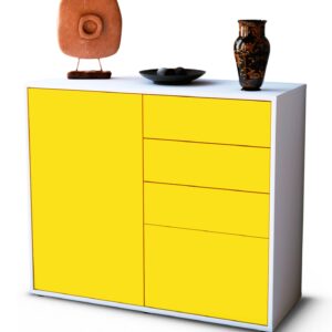 Sideboard Celestina | Korpus Weiß | Front in Gelb | 92x79x35cm (BxHxT)