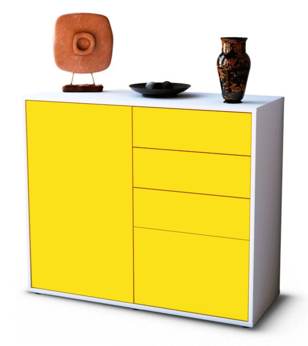 Sideboard Celestina | Korpus Weiß | Front in Gelb | 92x79x35cm (BxHxT)