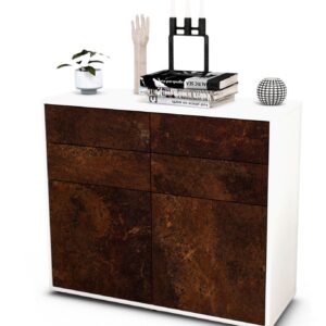 Sideboard Celia | Korpus Weiß | Front in Rost Optik | 92x79x35cm (BxHxT)