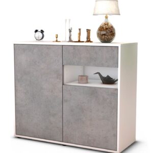 Sideboard Charlotta | Korpus Weiß | Front in Beton Optik | 92x79x35cm (BxHxT)