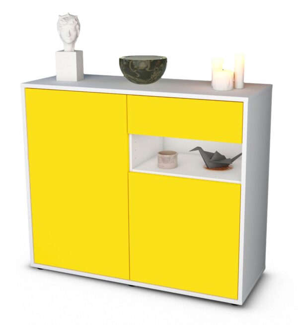 Sideboard Charlotta | Korpus Weiß | Front in Gelb | 92x79x35cm (BxHxT)