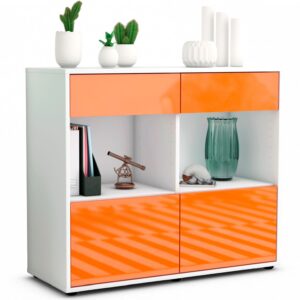 Sideboard Christina | Korpus Weiß | Front in Hochglanz Orange | 92x79x35cm (BxHxT)