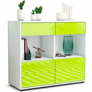 Sideboard Christina | Korpus Weiß | Front in Hochglanz Grün | 92x79x35cm (BxHxT)
