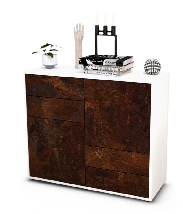 Sideboard Ciara | Korpus Weiß | Front in Rost Optik | 92x79x35cm (BxHxT)