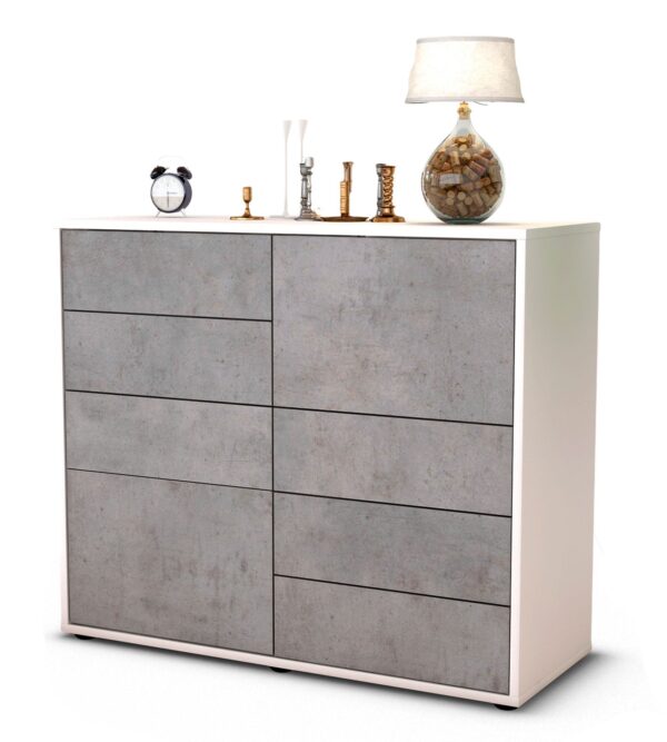 Sideboard Circe | Korpus Weiß | Front in Beton Optik | 92x79x35cm (BxHxT)