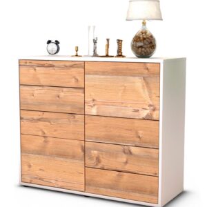 Sideboard Circe | Korpus Weiß | Front in Pinie Holz Optik | 92x79x35cm (BxHxT)