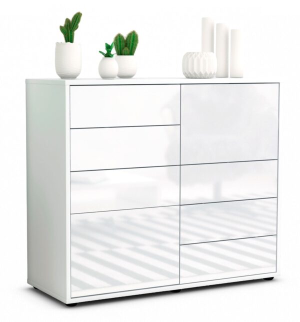 Sideboard Circe | Korpus Weiß | Front in Hochglanz Weiß | 92x79x35cm (BxHxT)