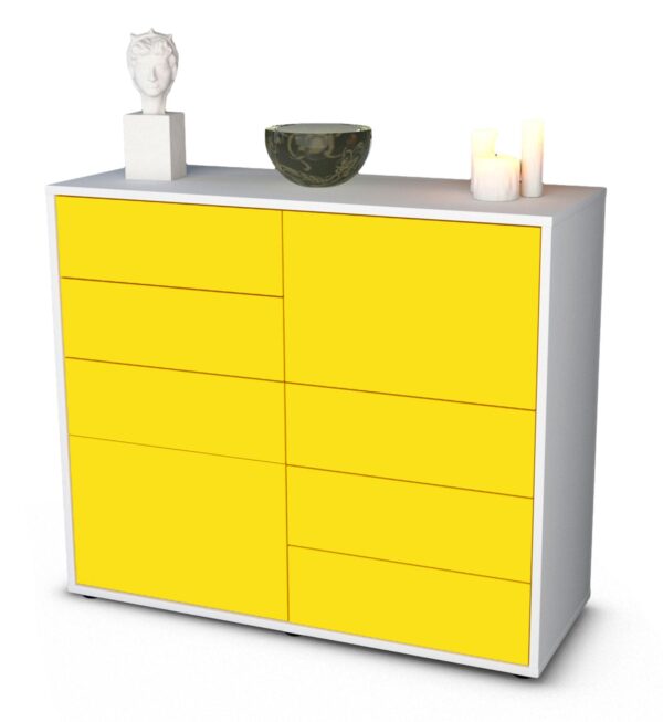 Sideboard Circe | Korpus Weiß | Front in Gelb | 92x79x35cm (BxHxT)