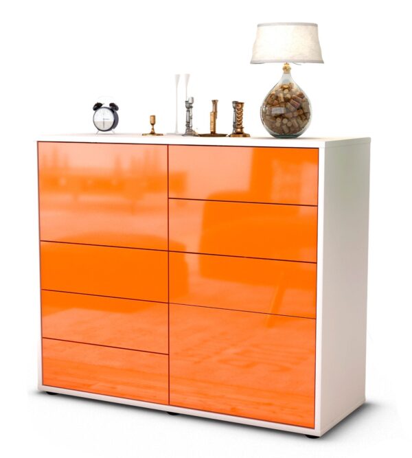 Sideboard Clarissa | Korpus Weiß | Front in Hochglanz Orange | 92x79x35cm (BxHxT)