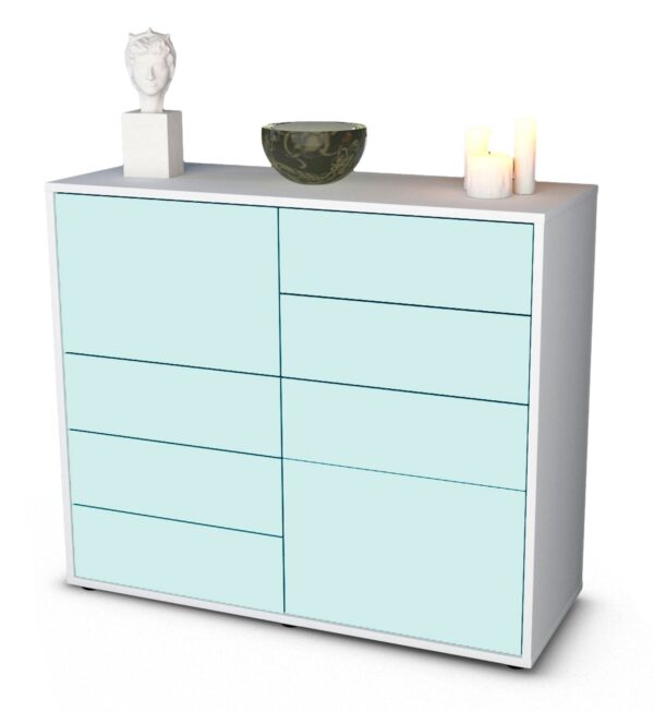Sideboard Clarissa | Korpus Weiß | Front in Mint | 92x79x35cm (BxHxT)