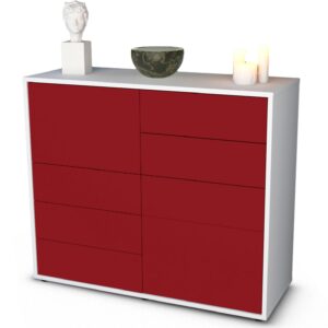 Sideboard Clarissa | Korpus Weiß | Front in Bordeaux | 92x79x35cm (BxHxT)