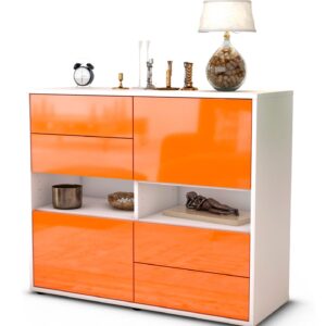 Sideboard Claudia | Korpus Weiß | Front in Hochglanz Orange | 92x79x35cm (BxHxT)