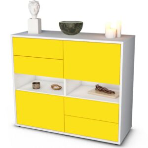 Sideboard Claudia | Korpus Weiß | Front in Gelb | 92x79x35cm (BxHxT)