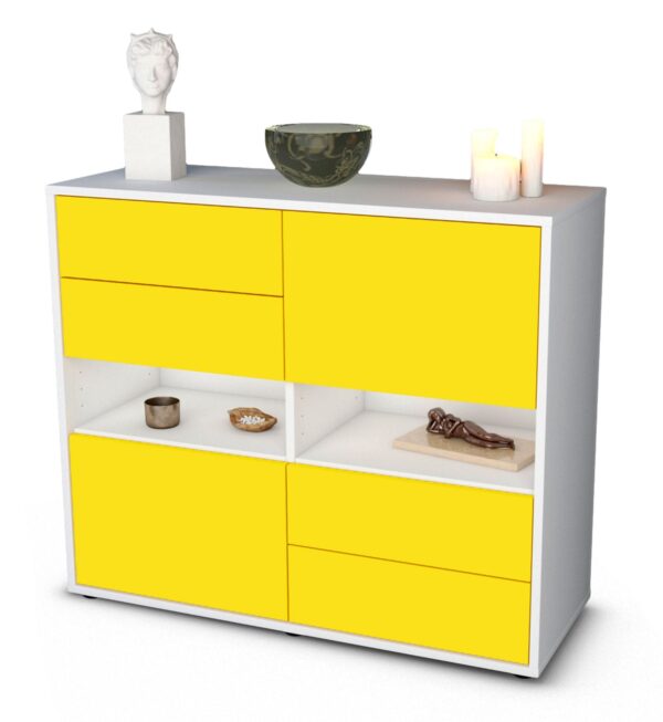 Sideboard Claudia | Korpus Weiß | Front in Gelb | 92x79x35cm (BxHxT)