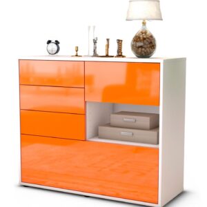 Sideboard Coco | Korpus Weiß | Front in Hochglanz Orange | 92x79x35cm (BxHxT)