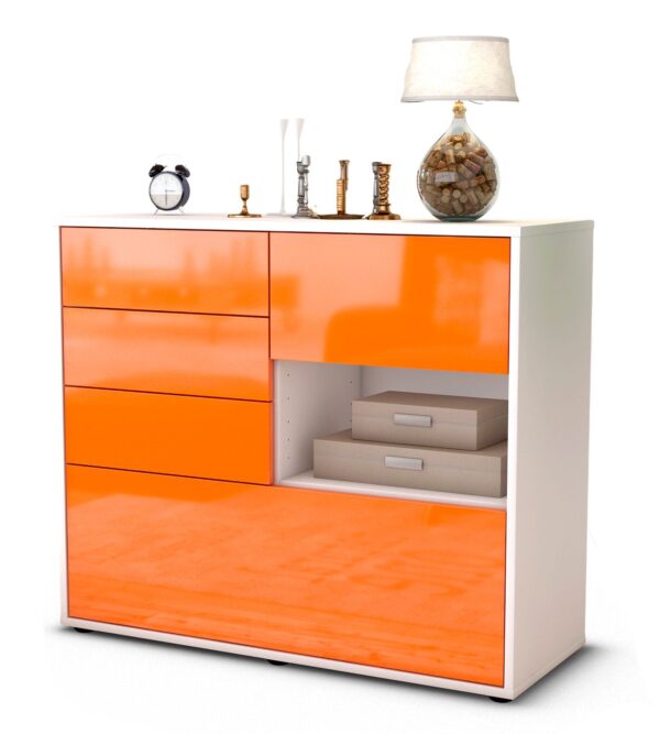 Sideboard Coco | Korpus Weiß | Front in Hochglanz Orange | 92x79x35cm (BxHxT)