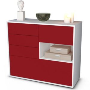 Sideboard Coco | Korpus Weiß | Front in Bordeaux | 92x79x35cm (BxHxT)