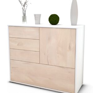 Sideboard Corina | Korpus Weiß | Front in Zeder Holz Optik | 92x79x35cm (BxHxT)