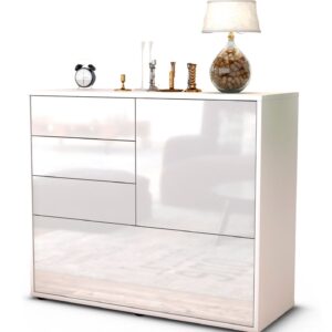 Sideboard Corina | Korpus Weiß | Front in Hochglanz Weiß | 92x79x35cm (BxHxT)