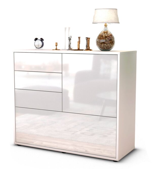 Sideboard Corina | Korpus Weiß | Front in Hochglanz Weiß | 92x79x35cm (BxHxT)
