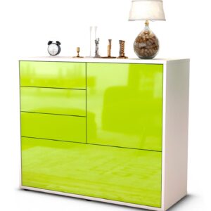 Sideboard Corina | Korpus Weiß | Front in Hochglanz Grün | 92x79x35cm (BxHxT)