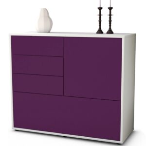 Sideboard Corina | Korpus Weiß | Front in Lila | 92x79x35cm (BxHxT)