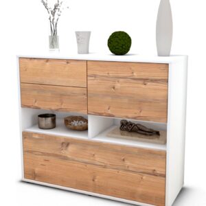 Sideboard Cornelia | Korpus Weiß | Front in Pinie Holz Optik | 92x79x35cm (BxHxT)