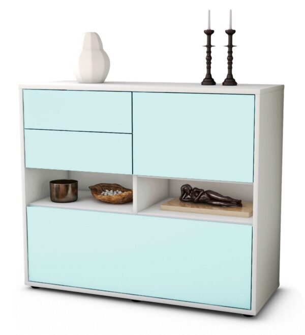 Sideboard Cornelia | Korpus Weiß | Front in Mint | 92x79x35cm (BxHxT)