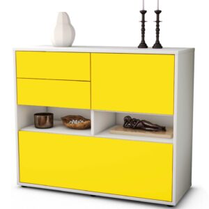 Sideboard Cornelia | Korpus Weiß | Front in Gelb | 92x79x35cm (BxHxT)