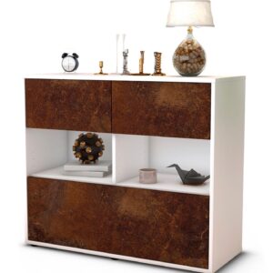 Sideboard Cosima | Korpus Weiß | Front in Rost Optik | 92x79x35cm (BxHxT)
