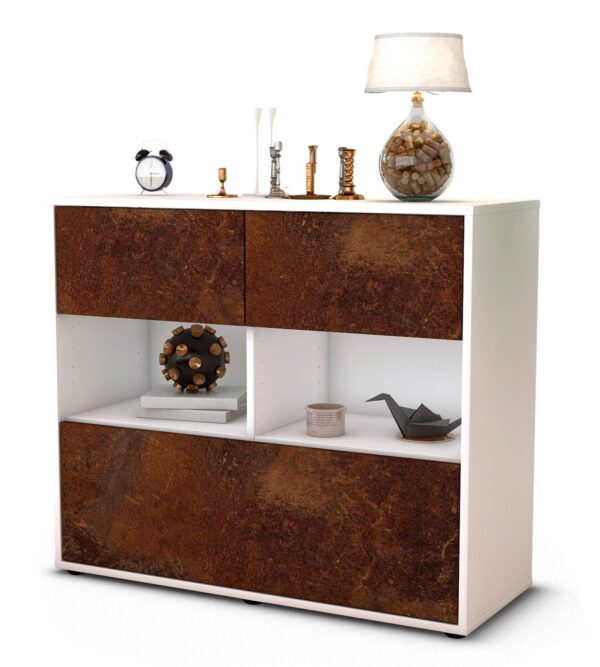 Sideboard Cosima | Korpus Weiß | Front in Rost Optik | 92x79x35cm (BxHxT)