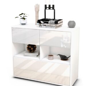 Sideboard Cosima | Korpus Weiß | Front in Hochglanz Weiß | 92x79x35cm (BxHxT)