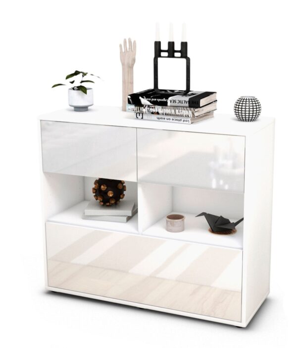 Sideboard Cosima | Korpus Weiß | Front in Hochglanz Weiß | 92x79x35cm (BxHxT)