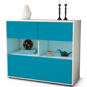 Sideboard Cosima | Korpus Weiß | Front in Türkis | 92x79x35cm (BxHxT)