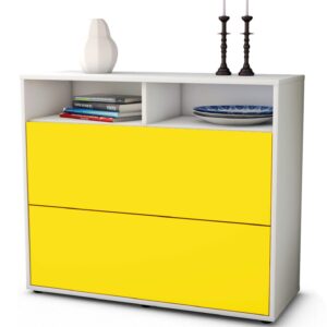 Sideboard Cosma | Korpus Weiß | Front in Gelb | 92x79x35cm (BxHxT)