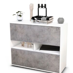 Sideboard Dalia | Korpus Weiß | Front in Beton Optik | 92x79x35cm (BxHxT)