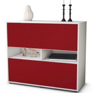 Sideboard Dalia | Korpus Weiß | Front in Bordeaux | 92x79x35cm (BxHxT)
